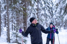 Hiihtoa metsän siimeksessä